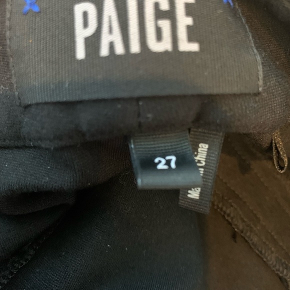 PAIGE Asha Black Maroon Side Tuxedo Stripe Ankle Buttons Pants Size 27 - Picture 8 of 9